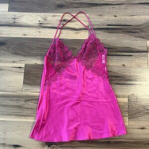 Dreamgirl 7978 Pink Mesh Lace Bra Chemise Babydoll Nighties Sleep Nightgown Sz L